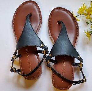 Kelly & Katie Black/Gold Sandals 7